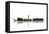 Las Vegas Nevada Skyline BW 1-Marlene Watson-Framed Stretched Canvas