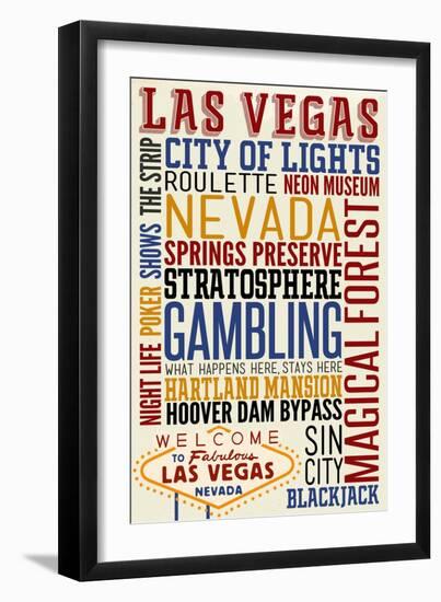 Las Vegas, Nevada - Typography-Lantern Press-Framed Art Print