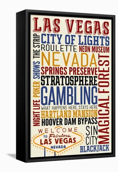 Las Vegas, Nevada - Typography-Lantern Press-Framed Stretched Canvas