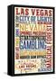 Las Vegas, Nevada - Typography-Lantern Press-Framed Stretched Canvas