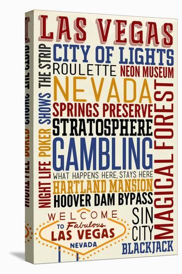 Las Vegas, Nevada - Typography-Lantern Press-Stretched Canvas