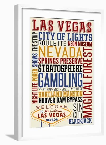 Las Vegas, Nevada - Typography-Lantern Press-Framed Art Print