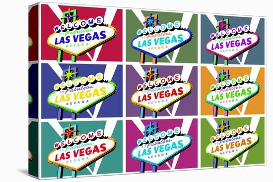 Las Vegas, Nevada - Welcome Sign Pop Art-Lantern Press-Stretched Canvas