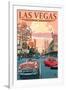 Las Vegas Old Strip Scene-Lantern Press-Framed Art Print