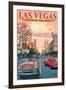 Las Vegas Old Strip Scene-Lantern Press-Framed Art Print