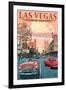 Las Vegas Old Strip Scene-Lantern Press-Framed Art Print