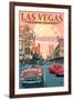 Las Vegas Old Strip Scene-Lantern Press-Framed Art Print