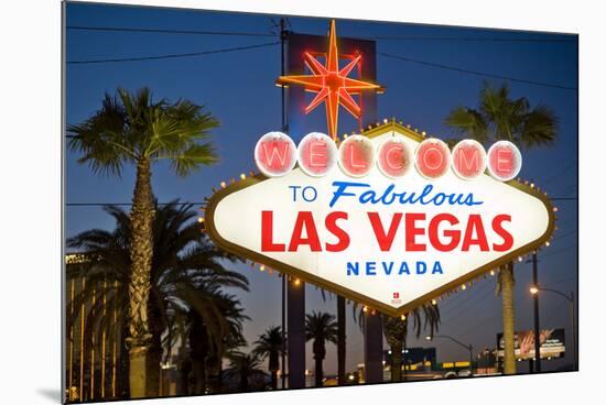 Las Vegas Sign at Night, Nevada, United States of America, North America-Ben Pipe-Mounted Photographic Print