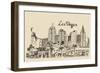 Las Vegas Skyline, Big City Architecture, Vintage Engraved Vector Illustration, Hand Drawn, Sketch.-grop-Framed Art Print