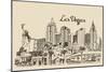 Las Vegas Skyline, Big City Architecture, Vintage Engraved Vector Illustration, Hand Drawn, Sketch.-grop-Mounted Art Print