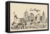 Las Vegas Skyline, Big City Architecture, Vintage Engraved Vector Illustration, Hand Drawn, Sketch.-grop-Framed Stretched Canvas