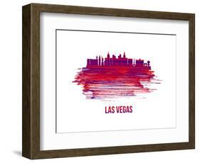 Las Vegas Skyline Brush Stroke - Red-NaxArt-Framed Art Print