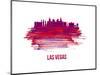 Las Vegas Skyline Brush Stroke - Red-NaxArt-Mounted Art Print