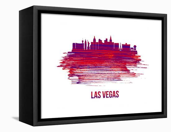 Las Vegas Skyline Brush Stroke - Red-NaxArt-Framed Stretched Canvas