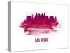 Las Vegas Skyline Brush Stroke - Red-NaxArt-Stretched Canvas