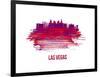 Las Vegas Skyline Brush Stroke - Red-NaxArt-Framed Art Print