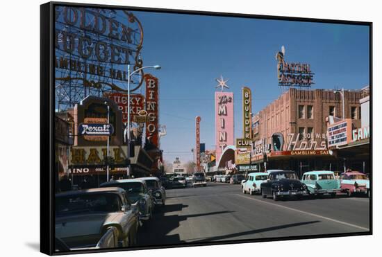 Las Vegas Street Scene-Philip Gendreau-Framed Stretched Canvas