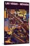 Las Vegas Strip at Night-Lantern Press-Stretched Canvas