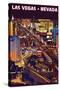 Las Vegas Strip at Night-Lantern Press-Stretched Canvas