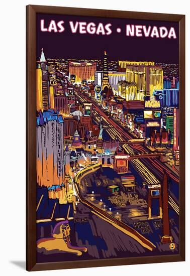 Las Vegas Strip at Night-Lantern Press-Framed Art Print