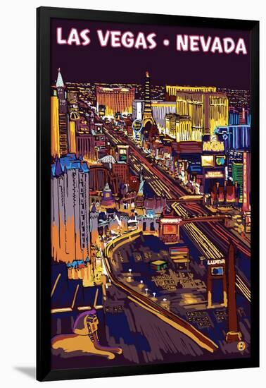 Las Vegas Strip at Night-Lantern Press-Framed Art Print