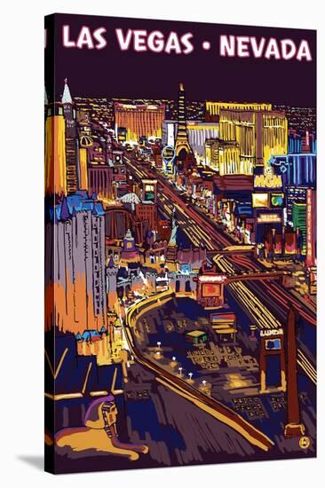 Las Vegas Strip at Night-Lantern Press-Stretched Canvas