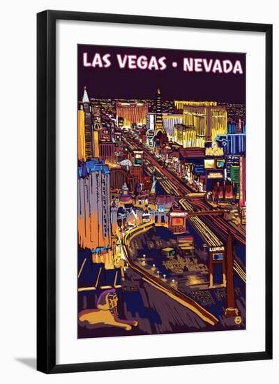 Las Vegas Strip at Night-Lantern Press-Framed Art Print