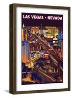 Las Vegas Strip at Night-Lantern Press-Framed Art Print