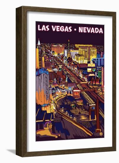 Las Vegas Strip at Night-Lantern Press-Framed Art Print