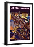 Las Vegas Strip at Night-Lantern Press-Framed Art Print