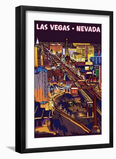 Las Vegas Strip at Night-Lantern Press-Framed Art Print