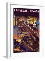 Las Vegas Strip at Night-Lantern Press-Framed Art Print