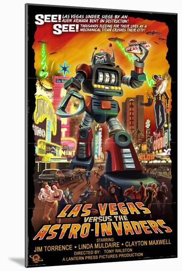 Las Vegas vs. The Astro-Invaders-Lantern Press-Mounted Art Print