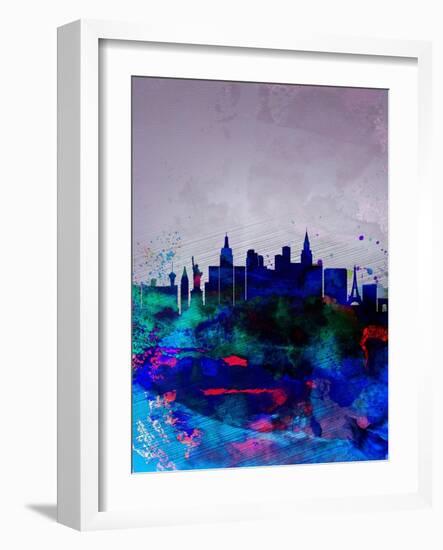 Las Vegas Watercolor Skyline-NaxArt-Framed Art Print