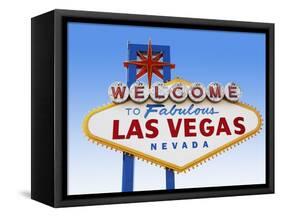 Las Vegas Welcome Road Sign-Beathan-Framed Stretched Canvas