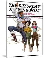 "Lasso Tricks," Saturday Evening Post Cover, July 29, 1939-Floyd Davis-Mounted Giclee Print