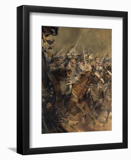 Last Charge of the General Lassalle, Battle of Wagram, July 6, 1809, Detail-Edouard Detaille-Framed Art Print