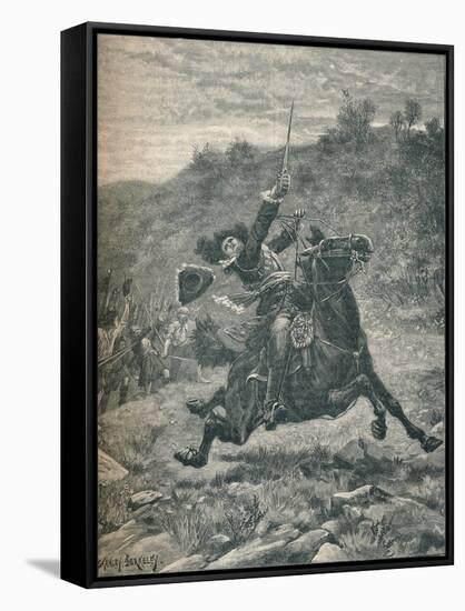 Last charge of Viscount Dundee at the Battle of Killiecrankie, Scotland, 1689-Stanley Berkeley-Framed Stretched Canvas