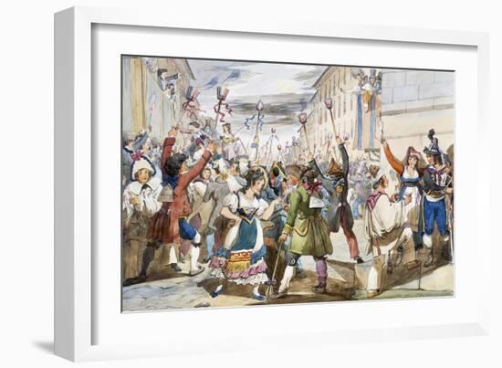 Last Day of Carnival in Rome with Moccoletti Candles-Achille Pinelli-Framed Giclee Print