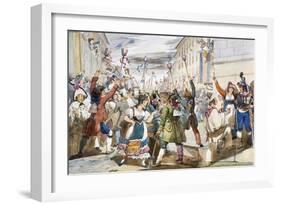 Last Day of Carnival in Rome with Moccoletti Candles-Achille Pinelli-Framed Giclee Print