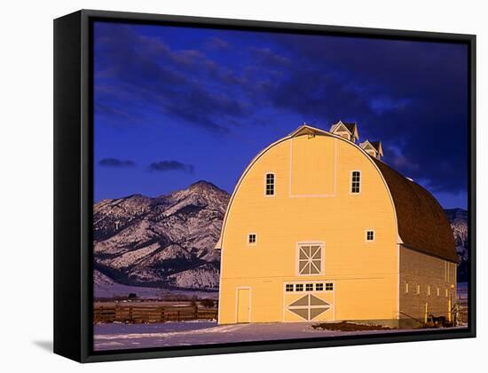 Last Light in Front of Painted Barn, Belgrade, Montana, USA-Chuck Haney-Framed Stretched Canvas