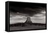 Last Light On Devils Tower BW-Steve Gadomski-Framed Stretched Canvas