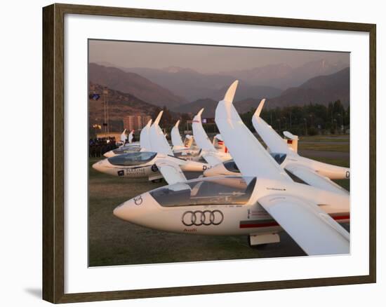 Last Light on Gliders at Fai World Sailplane Grand Prix, Vitacura Airfield, Santiago, Chile-David Wall-Framed Photographic Print