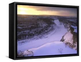 Last Light on Wintry Little Missouri River in Theodore Roosevelt National Park, North Dakota, USA-Chuck Haney-Framed Stretched Canvas