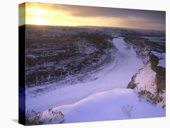 Last Light on Wintry Little Missouri River in Theodore Roosevelt National Park, North Dakota, USA-Chuck Haney-Stretched Canvas