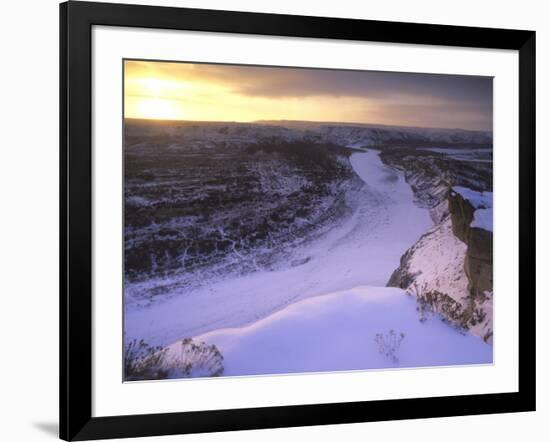 Last Light on Wintry Little Missouri River in Theodore Roosevelt National Park, North Dakota, USA-Chuck Haney-Framed Photographic Print