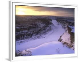 Last Light on Wintry Little Missouri River in Theodore Roosevelt National Park, North Dakota, USA-Chuck Haney-Framed Photographic Print