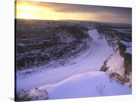 Last Light on Wintry Little Missouri River in Theodore Roosevelt National Park, North Dakota, USA-Chuck Haney-Stretched Canvas
