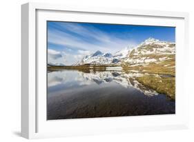 Last snow on the mountains above Lej Pitschen, Bernina Pass, Engadine, Switzerland, Europe-Francesco Vaninetti-Framed Photographic Print