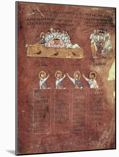 Last Supper and the Washing of Feet, Miniature from the Gospels Called Rossanensis-null-Mounted Giclee Print